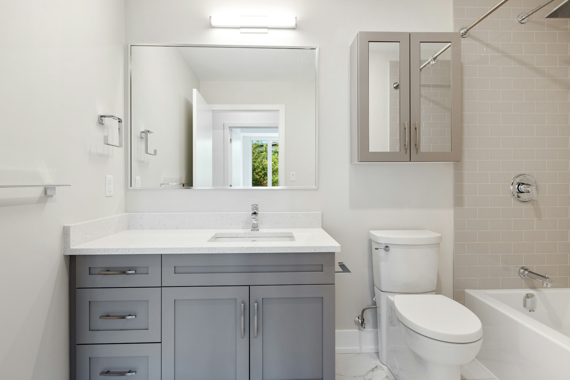 toilet in gray modern bathroom