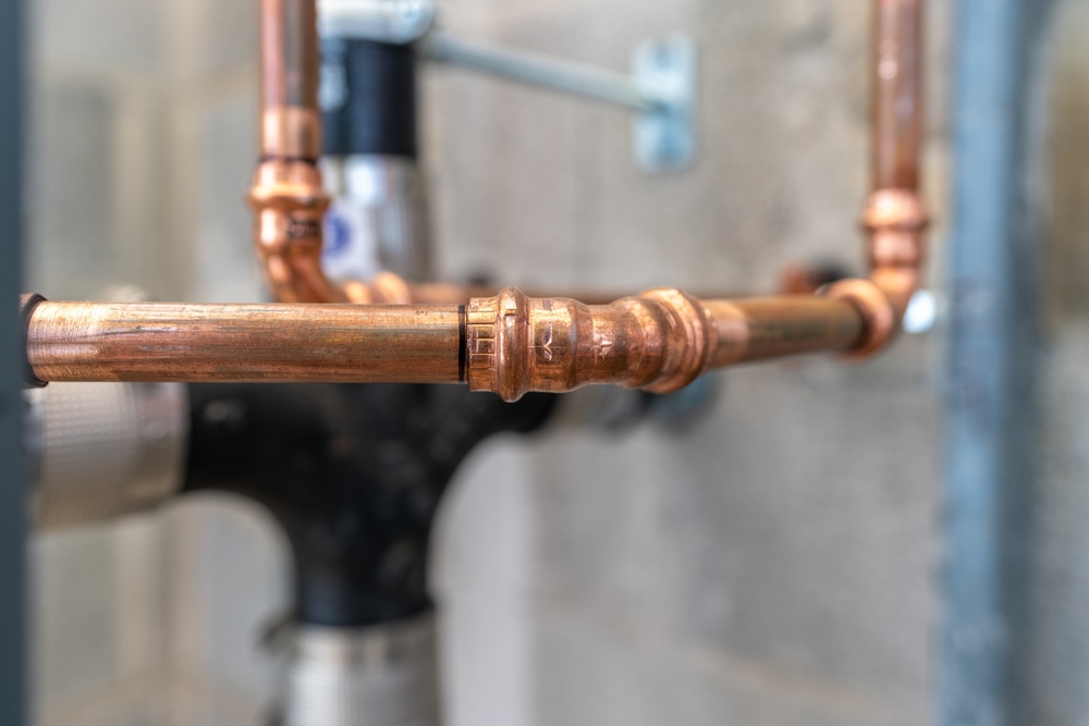 copper pipes with press fittings in Tampa Bay home